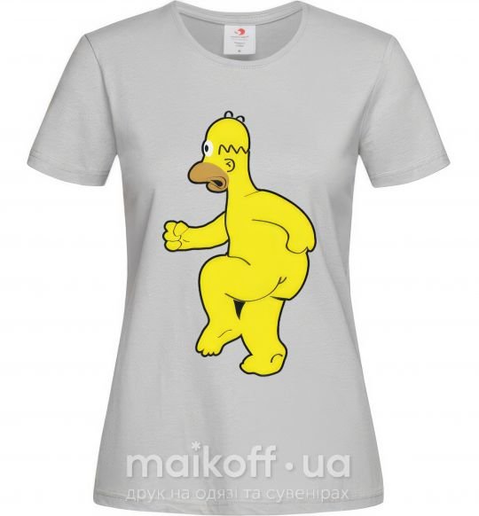 Женская футболка Гомер голый Серый фото