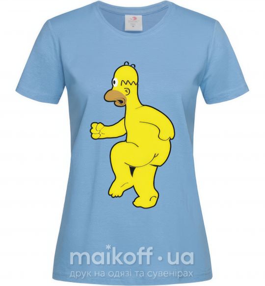 Женская футболка Гомер голый Голубой фото