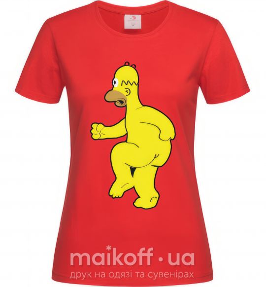 Жіноча футболка Гомер голый Червоний фото