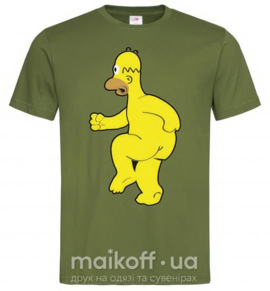 Мужская футболка Гомер голый Оливковый фото