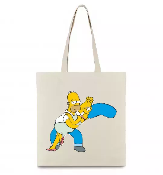 Эко-сумка Гомер та Мардж Бежевый фото