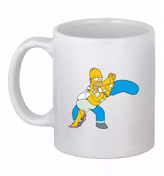 Чашка керамическая Гомер та Мардж Белый фото