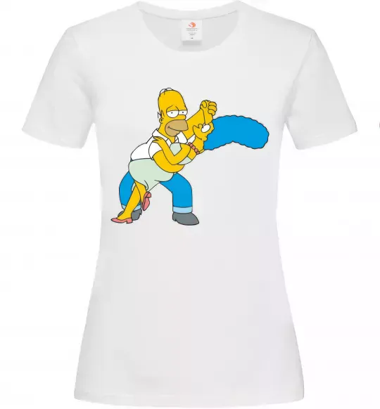 Женская футболка Гомер та Мардж Белый фото