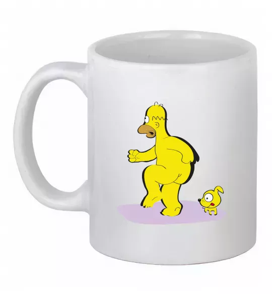 Чашка керамічна Гомер і пес Білий фото