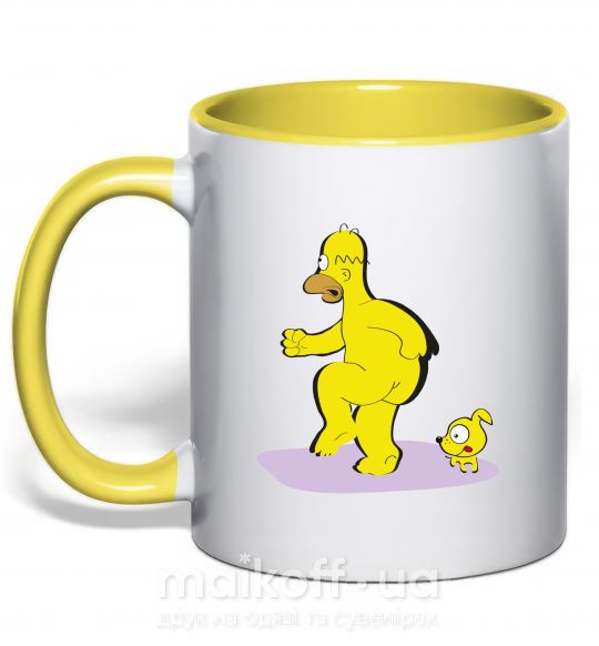 Чашка с цветной ручкой БАРТ И СОБАКА Солнечно желтый фото