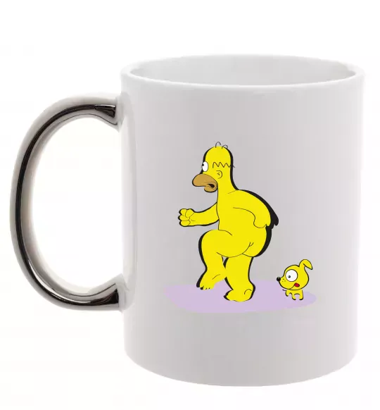 Чашка з кольоровою ручкою Гомер і пес Срібло фото