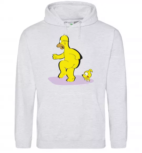 Мужская толстовка (худи) Гомер і пес Серый меланж фото