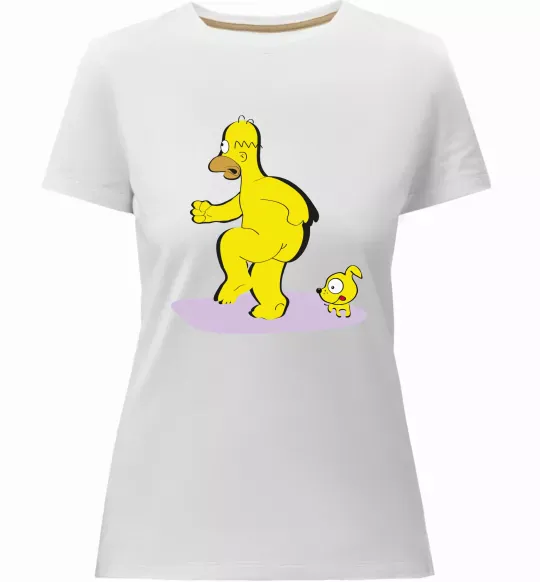 Жіноча преміум футболка Гомер і пес Білий фото