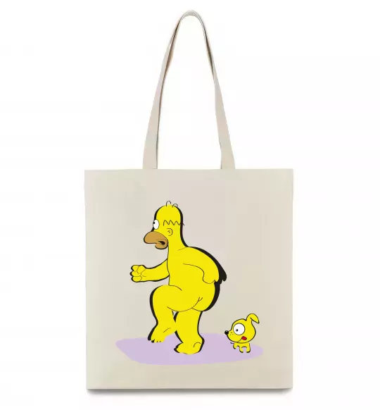 Еко-сумка Гомер і пес Бежевий фото