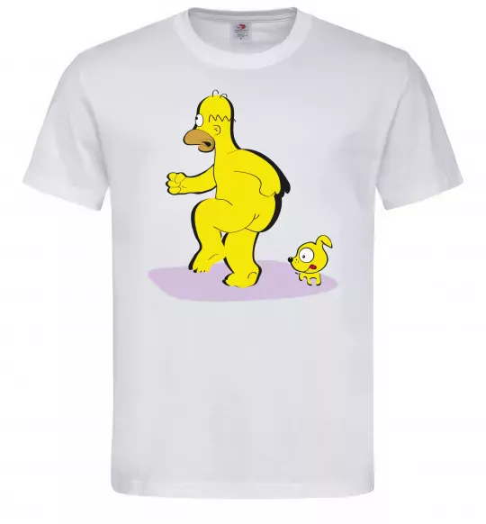 Чоловіча футболка Гомер і пес Білий фото