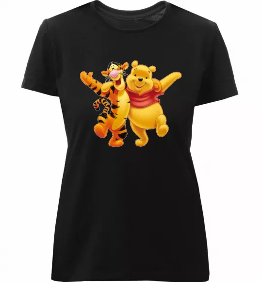 Женская премиум футболка Вінні Пух Черный фото