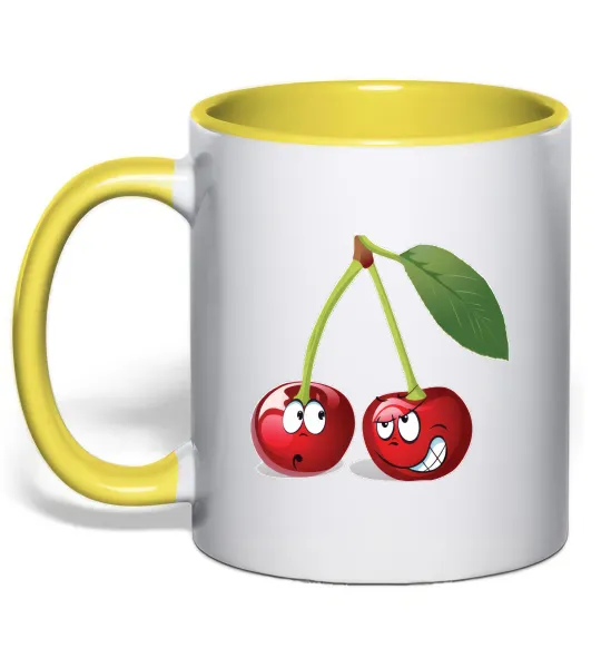 Чашка с цветной ручкой Вишня Лимонный фото