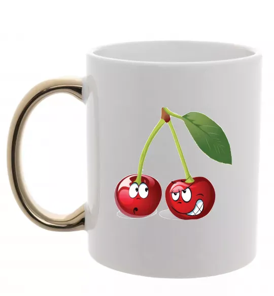 Чашка с цветной ручкой Вишня Золото фото