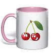 Чашка с цветной ручкой Вишня Нежно розовый фото
