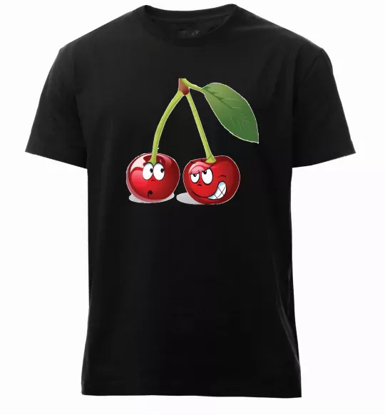 Мужская премиум футболка Вишня Черный фото