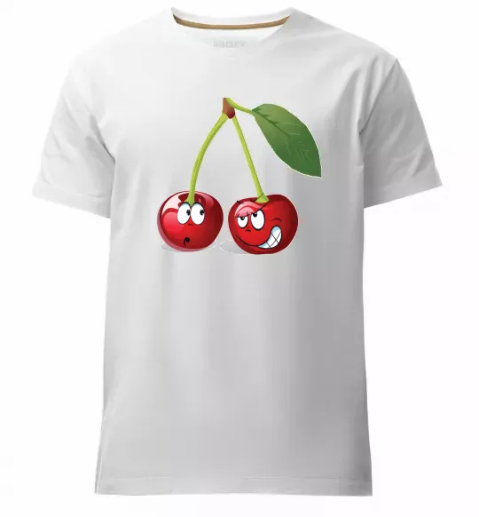 Мужская премиум футболка Вишня Белый фото