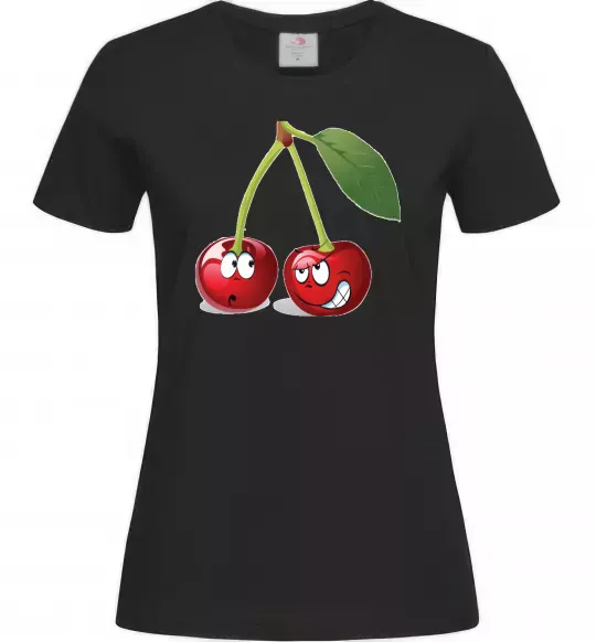 Женская футболка Вишня Черный фото