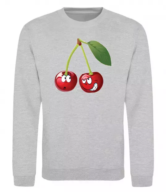 Свитшот Вишня Серый меланж фото
