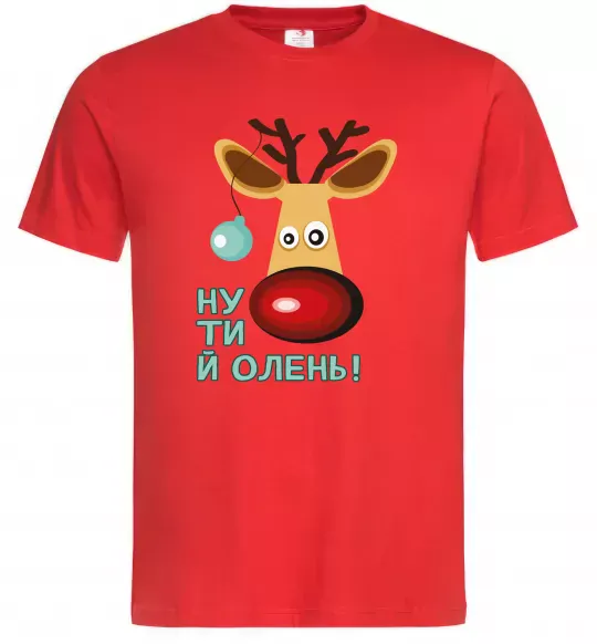 Мужская футболка Ну ти й олень! Красный фото
