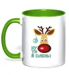Чашка с цветной ручкой Ну ти й олень! Лаймовый Чашка с цветной ручкой Ну ти й олень! Лаймовый фото