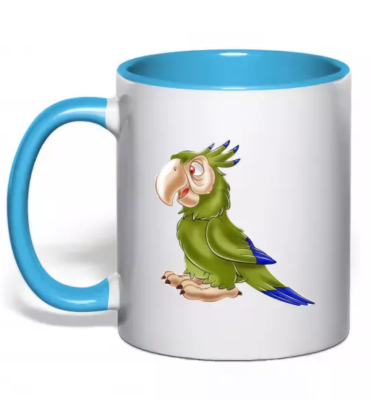 Чашка з кольоровою ручкою Папуга Блакитний фото