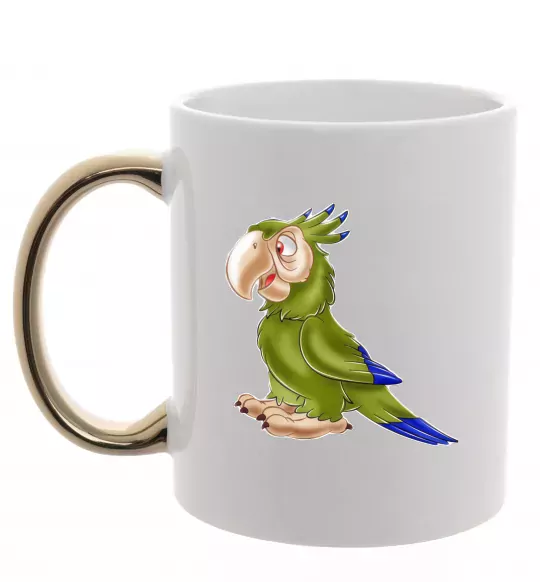 Чашка з кольоровою ручкою Папуга Золото фото