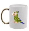 Чашка з кольоровою ручкою Папуга Золото фото