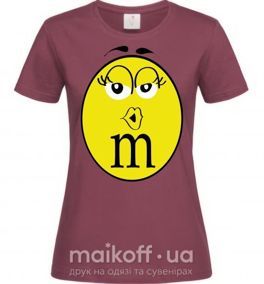 Жіноча футболка M&M'S GIRL Бордовий фото