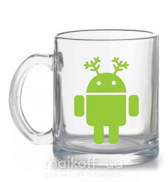 Чашка скляна New year Android Прозорий фото
