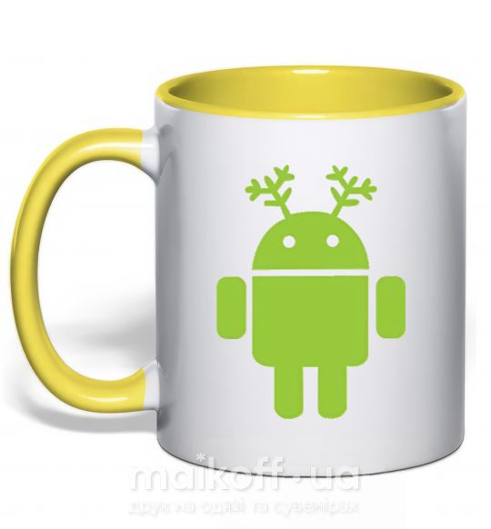 Чашка з кольоровою ручкою New year Android Сонячно жовтий фото