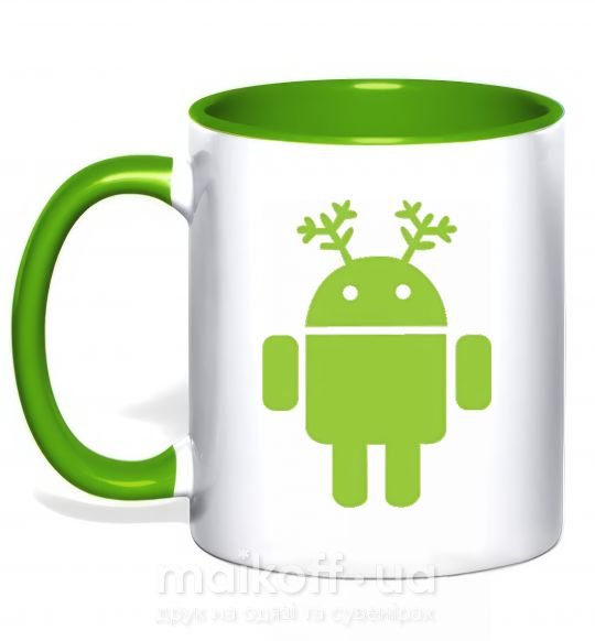 Чашка з кольоровою ручкою New year Android Зелений фото