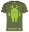 Мужская футболка New year Android Оливковый фото