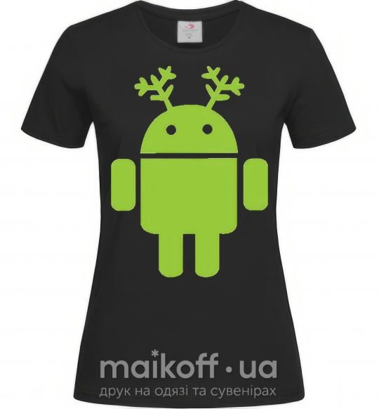 Жіноча футболка New year Android Чорний фото
