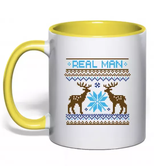 Чашка с цветной ручкой REAL MAN Солнечно желтый фото