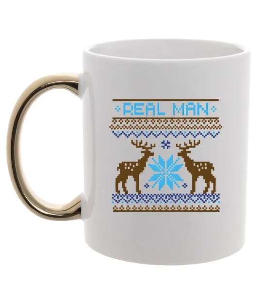 Чашка с цветной ручкой REAL MAN Золото фото