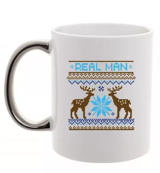 Чашка с цветной ручкой REAL MAN Серебро фото