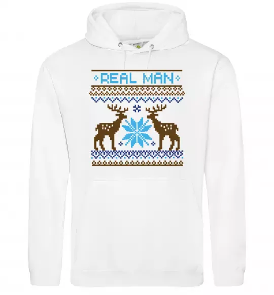 Чоловіча толстовка (худі) REAL MAN Білий фото