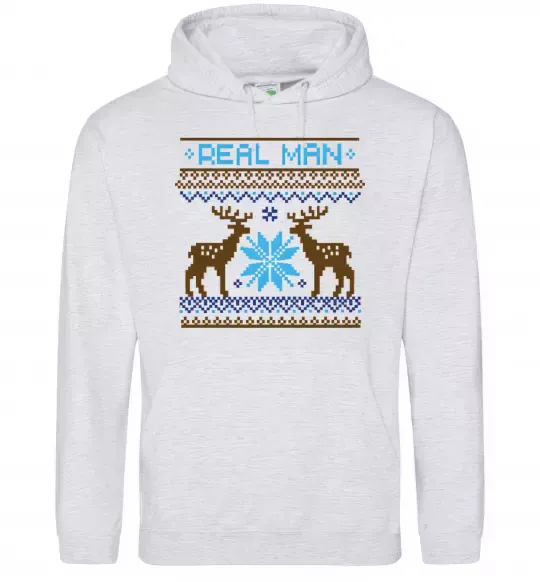 Чоловіча толстовка (худі) REAL MAN Сірий меланж фото