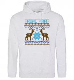 Мужская толстовка (худи) REAL MAN Серый меланж фото