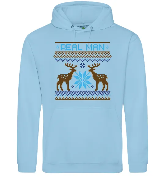 Мужская толстовка (худи) REAL MAN Голубой фото