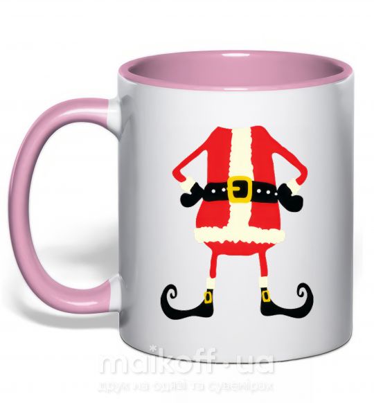 Чашка с цветной ручкой Santa legs Нежно розовый фото