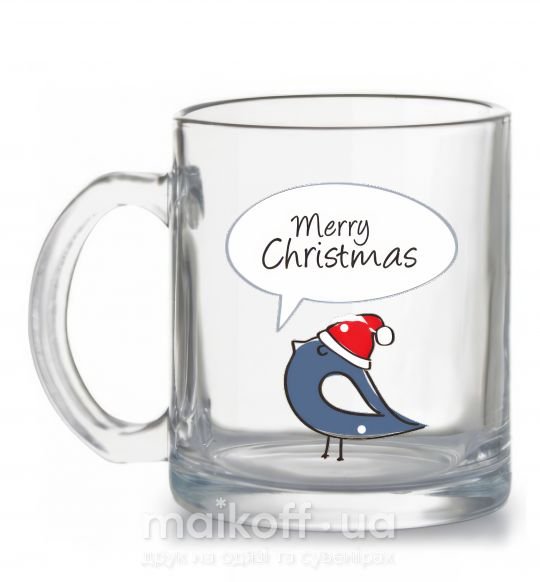 Чашка скляна CHRISTMAS BIRD 2 Прозорий фото