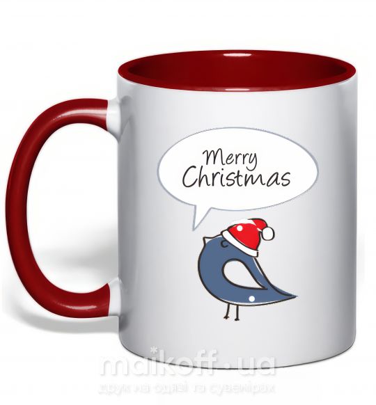 Чашка з кольоровою ручкою CHRISTMAS BIRD 2 Червоний фото
