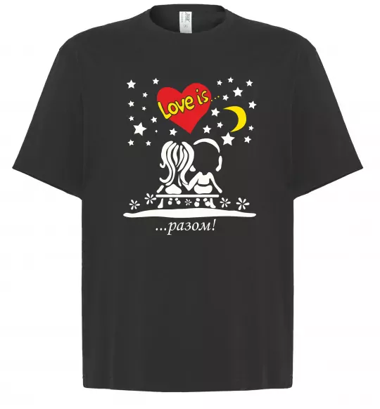 Футболка Оверсайз Love is...РАЗОМ Чорний фото