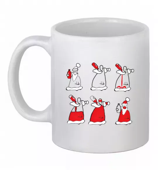 Чашка керамічна П'яний Дід Мороз Білий фото