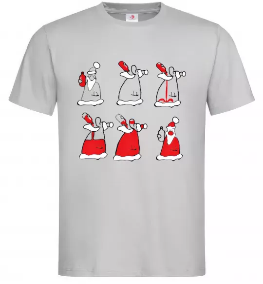 Чоловіча футболка П'яний Дід Мороз Сірий фото