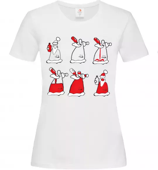 Жіноча футболка П'яний Дід Мороз Білий фото