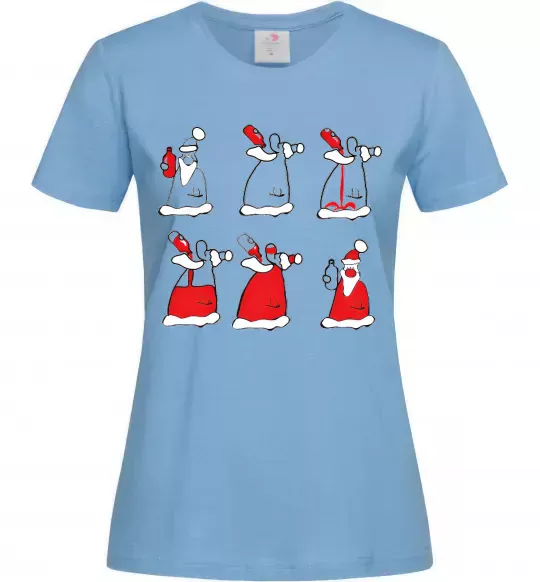 Жіноча футболка П'яний Дід Мороз Блакитний фото