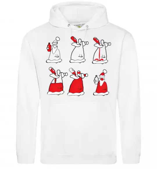 Чоловіча толстовка (худі) П'яний Дід Мороз Білий фото