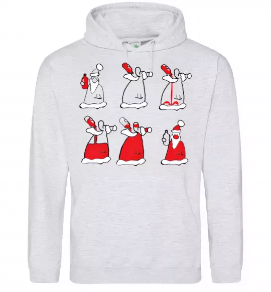 Чоловіча толстовка (худі) П'яний Дід Мороз Сірий меланж фото